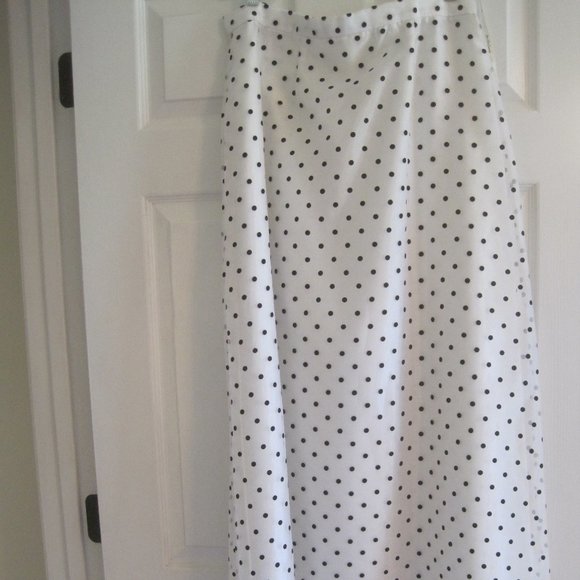 JEFFREY AND DARA WHITE AND BLACK POLKA DOT LONG EVENING SKIRT 14 NWT $89.00 - Picture 1 of 5